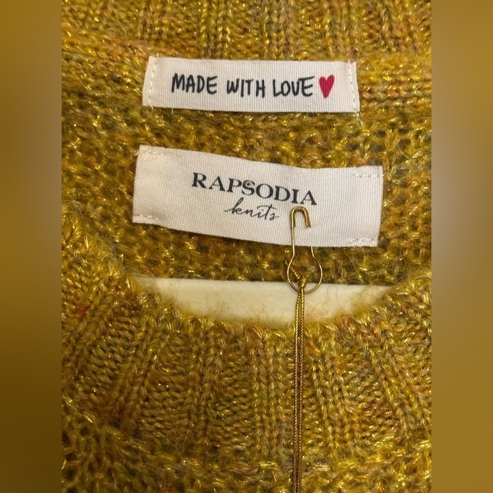 New Rapsodia Women’s Dolman Sleeve Amarillo Yellow Sweater Size S — image 5 of 8